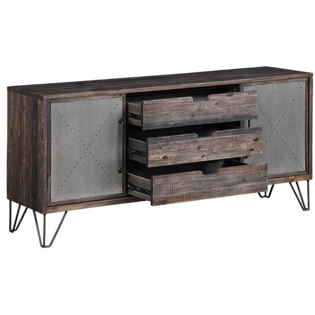 Three Drawer Media Cabinet in Grey and Brown - HER Home Design Boutique